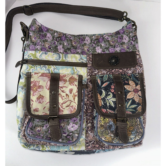Myra Le Fleur Bel Shoulder Bag Floral Canvas & Leather Purse Mixed Print - Picture 4 of 12